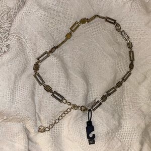 Silver rectangular metal belt chain